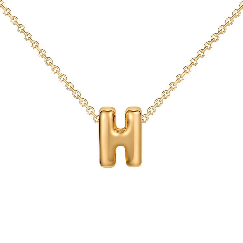 2pcs Fashion 26 Bubble Letter Necklace Gold Necklace