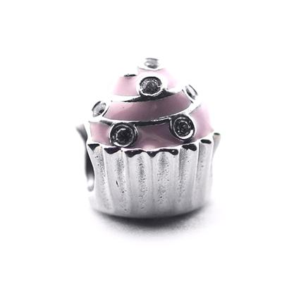 Fits Europe Bracelet Argent 925 Sterling Silver Sweet Cupcake Charm Clear CZ Beads DIY Jewelry Making Gift