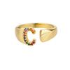 Rainbow Zircon Letter Rings For Women Mote Chunky Bred Letter AZ Rustfritt stål Ring Bryllup Boho Smykker Gave 2024