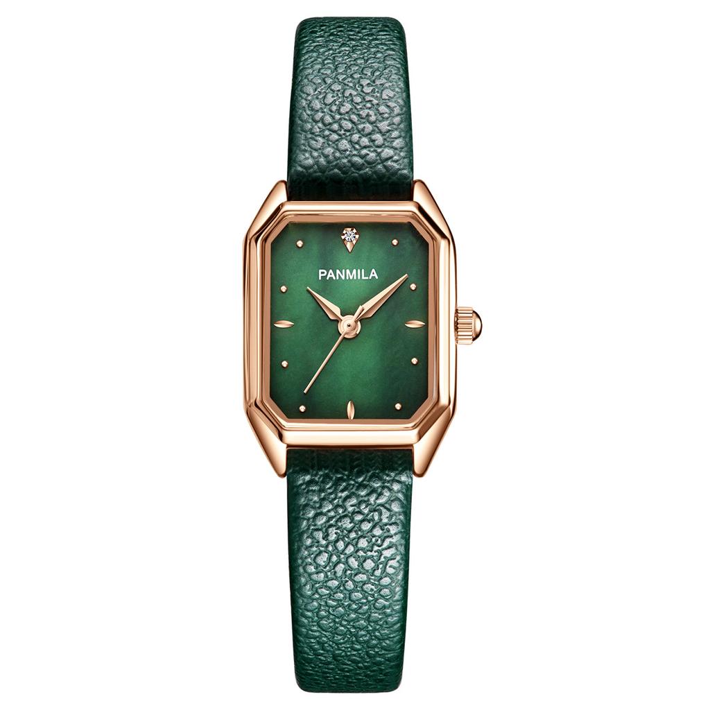 Nueva Carcasa de Reloj Superficie Temperamento Simple Reloj de Mujer Retro Reloj Cuadrado Pequeño Reloj de Pulsera Reloj Pequeño Verde