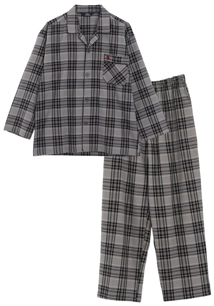 Kaitak Family POLO BCS Long Sleeve Viyella Pajama Check Gray and Sizes M and L Men's Shirt, 100% Cotton, Pattern, Navy, Spring/Autumn, (M, Gray)