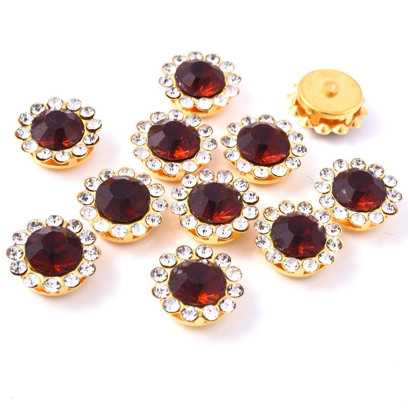 Sun Flower Claw Diamond, Glass Flower-Shaped Rhinestone Buckle Hand Seam Diamond, Round Flower Plate Grab Diamond Diy Jewelry Button Decoration