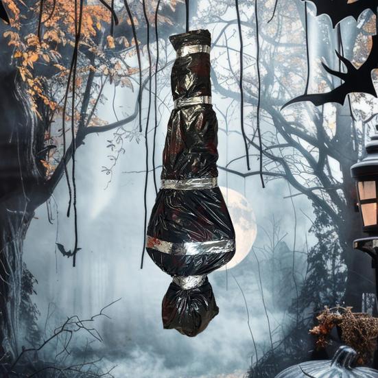 60 Inch Hanging Corpse Dead Victim Props Scary Fake Corpse In Bag Inflatable Hanging Dead Body for Halloween Indoor Outdoor Haunted House Decor
