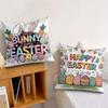 Happy Easter Cartoon Cute Cushion Cover Silky Short Plush Invisible Zipper Dustproof Sofa Pillow Case For Home Decor