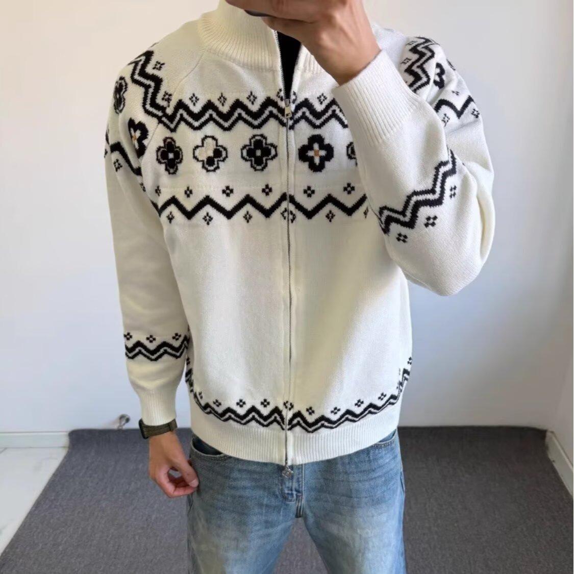 Мужской повседневный этнический кардиган-свитер в стиле Fair Isle M