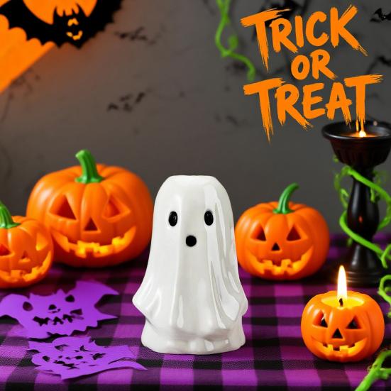 Halloween Ghost Candlestick Holder Cute Resin Ghost Taper Candle Holder for Wedding Halloween Bedroom Living Room Table Decor