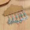 3 Pairs/set of Retro Turquoise Butterfly Feather Heart Inlaid Pendant Western Style Denim Earrings