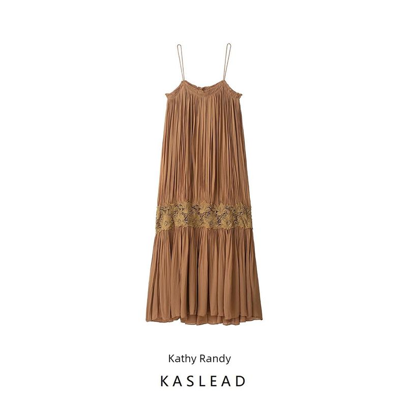 Kaslead New Women Clothes Western Style Simple Wrinkle Embroidery Sling Dress 5107269 700