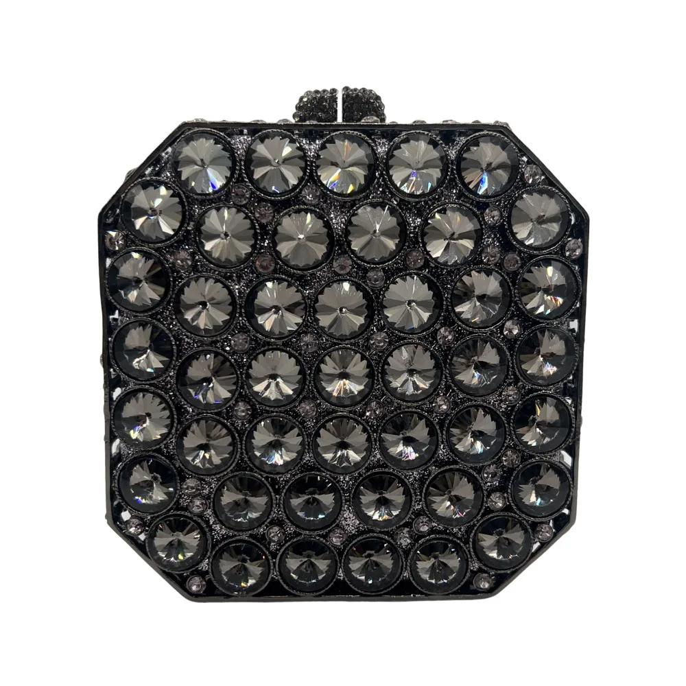 Green Rhinestone Evening Bag Pink/White Clear Gold Square Hard Metal Wedding Bridal Party Crystal Hanbag Minaudiere Purse