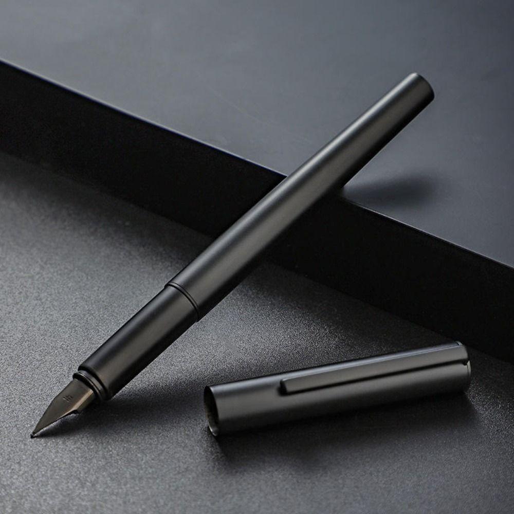 Black Silver Fountain Pen Stainless Steel Calligraphy Pens Student Use Extra Fine Pen  Stationery