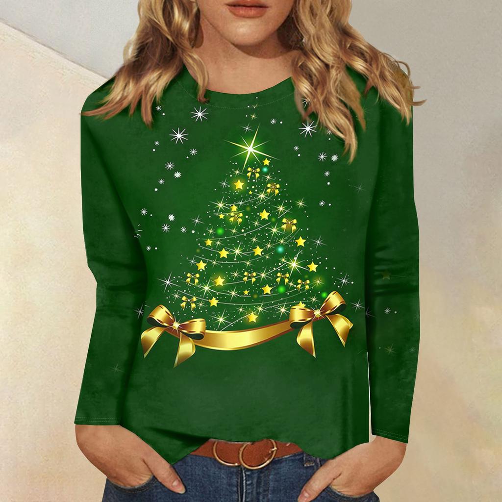 Women's Loose Comfortable Casual Fashion V-Neck Christmas Print Long Sleeve Hoodie