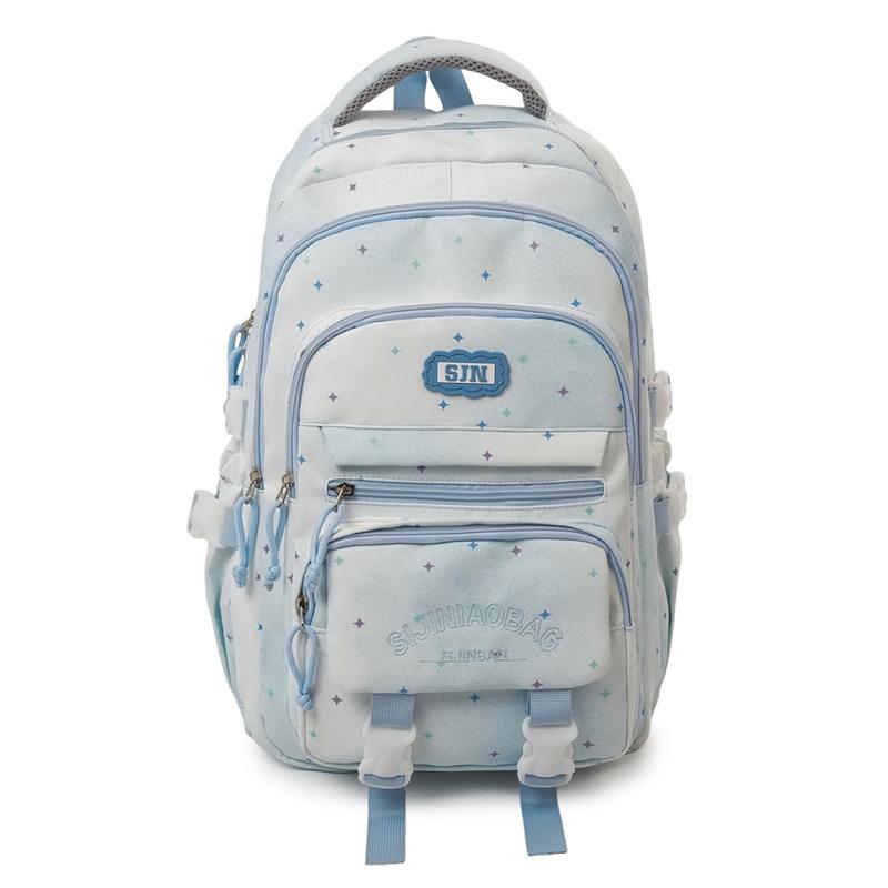 Color Block Women's Backpack Student Schoolbag Large Capacity Star Print Backpack