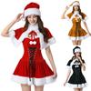 Christmas Costume Accessories Set with Christmas Dress Christmas Hat and Shawl Women Christmas Santa Dress Up Outfits