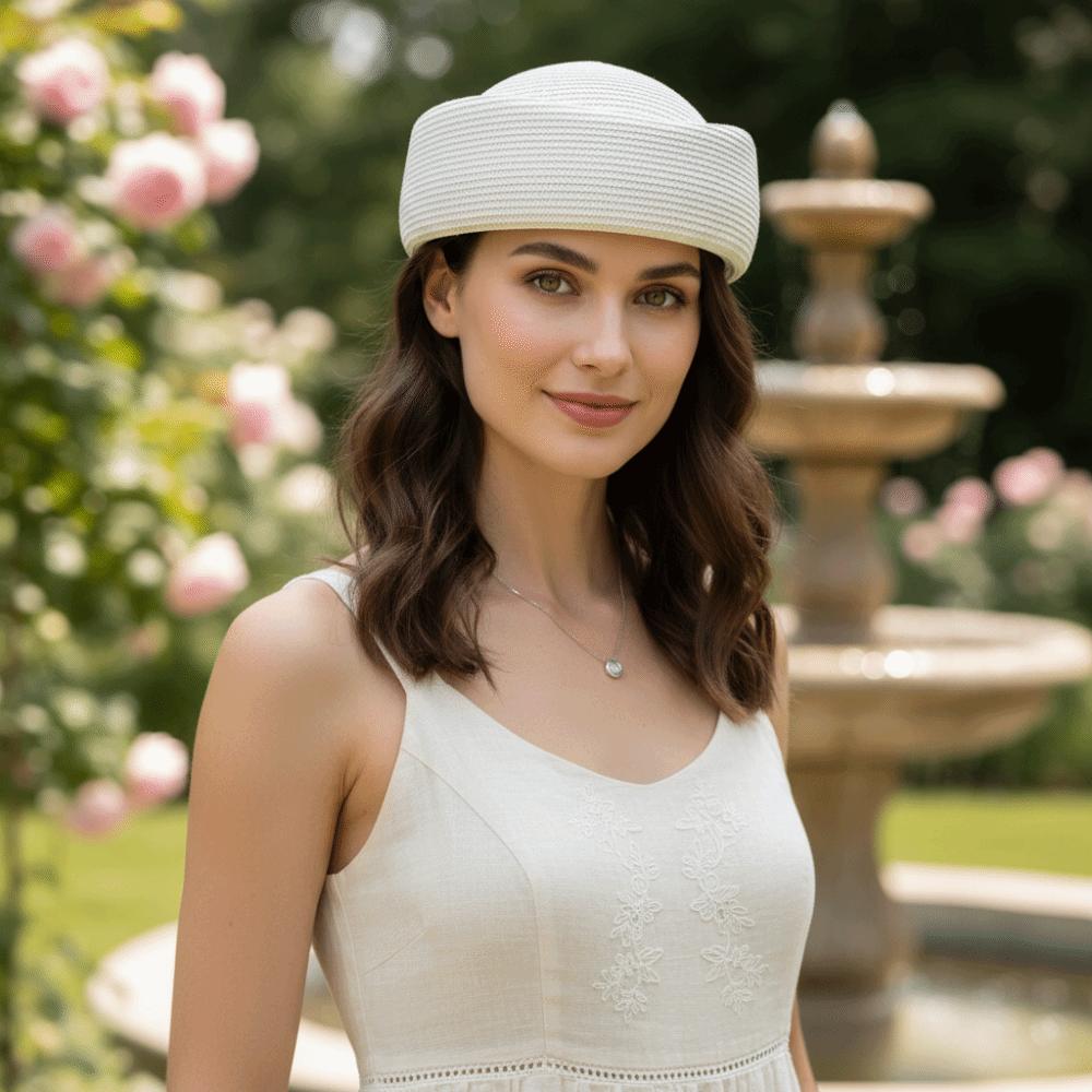 Elegancki Słomkowy Kapelusz Beret Klasyczny Vintage Kapelusz Przeciwsłoneczny Nowy Kapelusz Stewardessy Wesela Imprezy
