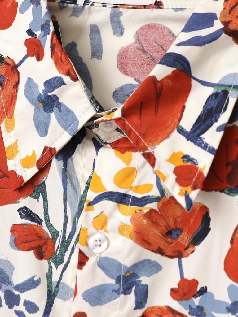 Oversized Loose Short Sleeve Flower Print Hawaii Beach Summer Men Shirt Student Couples Fashion Casual Mens Clothing