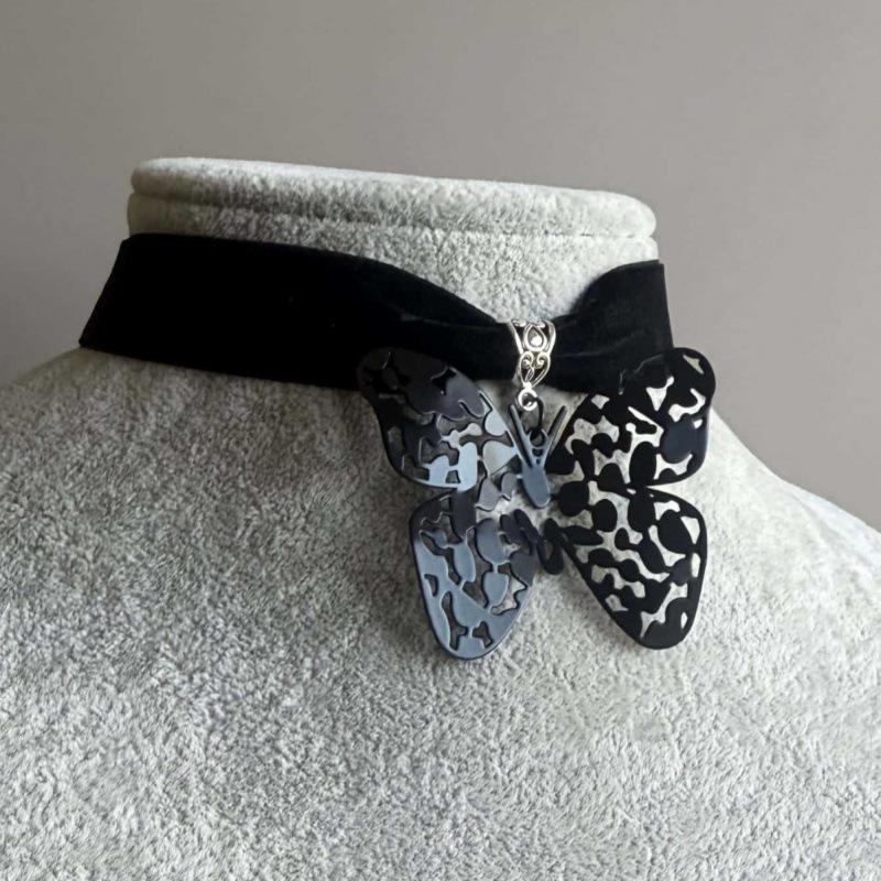 Gothic Velvet Butterfly Necklace