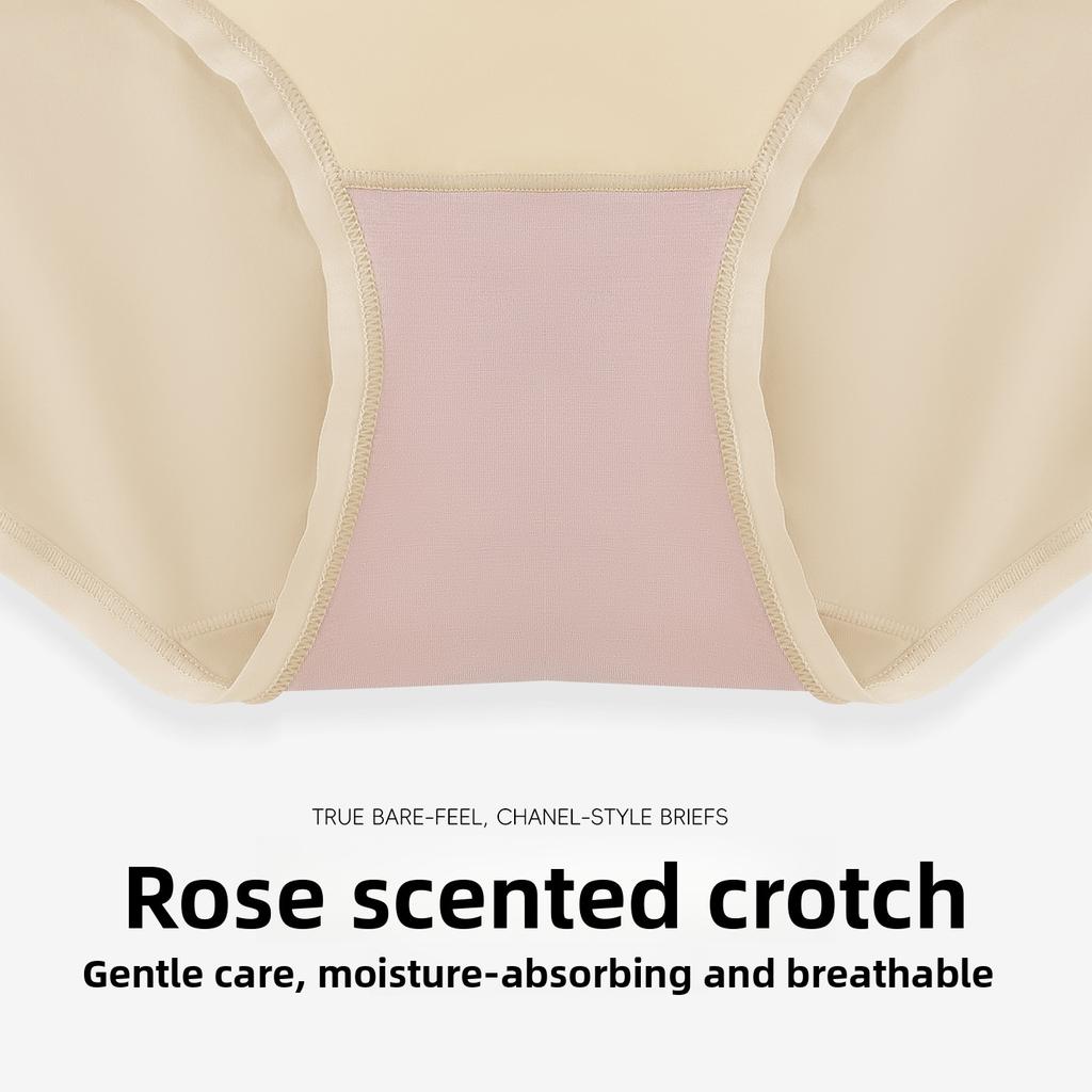 Women's Summer Ultra Thin Rose Fragrance Anti  Bacterial Quick  Drying Breathable Invisible Ice Silk No Trace Briefs