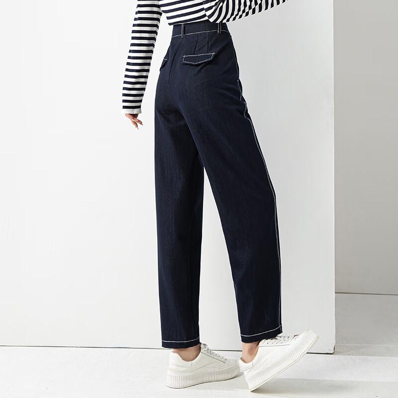 Fanzhen Women's High-Waist Loose Imitation Denim Harem Cropped Pants