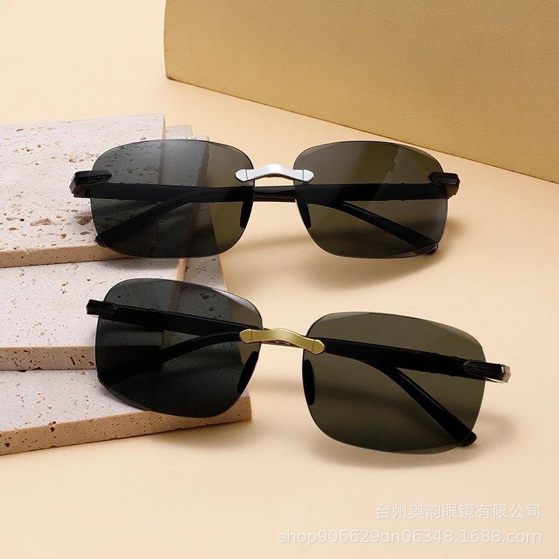 New fashion frameless high definition driving sunglasses male and female drivers driving fishing sunglasses tide UV protection glasses
