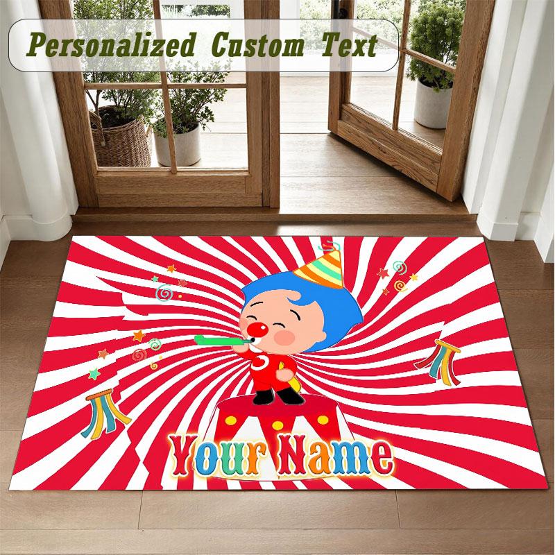 Crystal Velvet Square Rug Custom NameEl Payaso Plim Plim Pattern Non Slip Home Floor Decor Rug