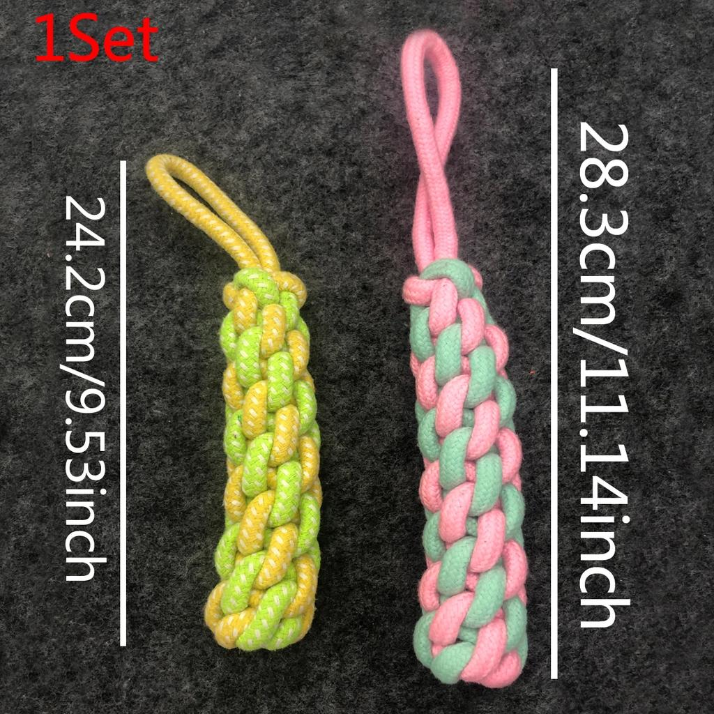 Durable Braided Rope Dog Toy for Aggressive Chewers Interactive Teeth Cleaning Chew Toy with Handle for Puppies  Large Dogs