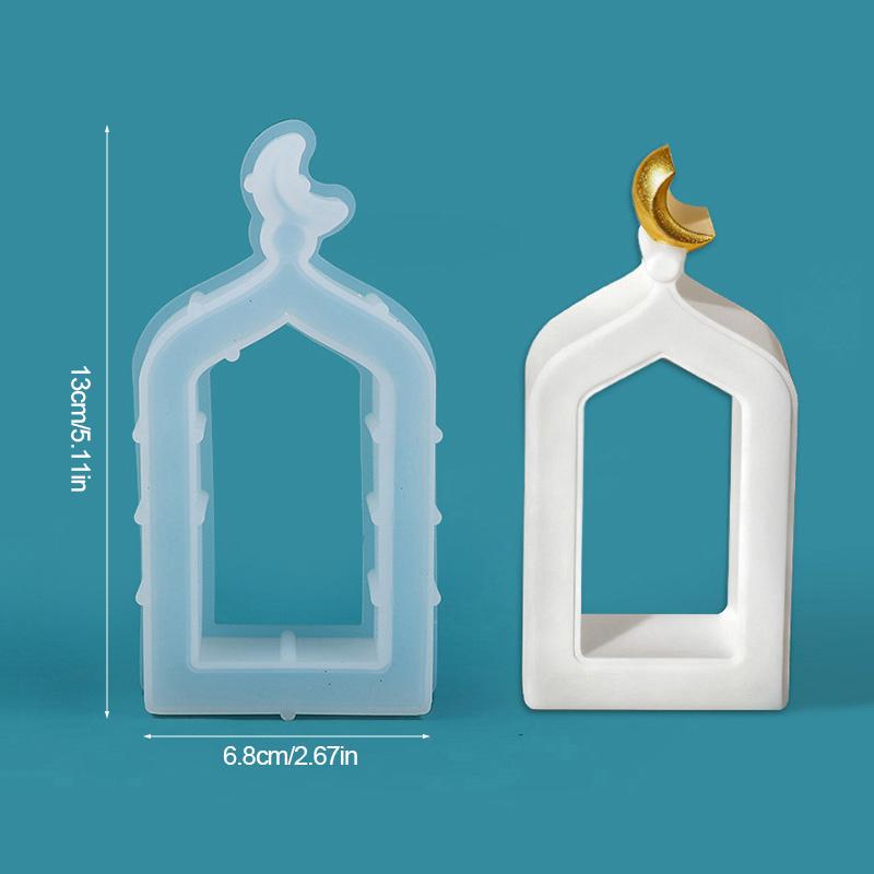 EID Mubarak Silicone Mold Gypsum Cement Making DIY Craft Ramadan Gifts Muslim Party Home Table Decoration Ornament Candle Holder