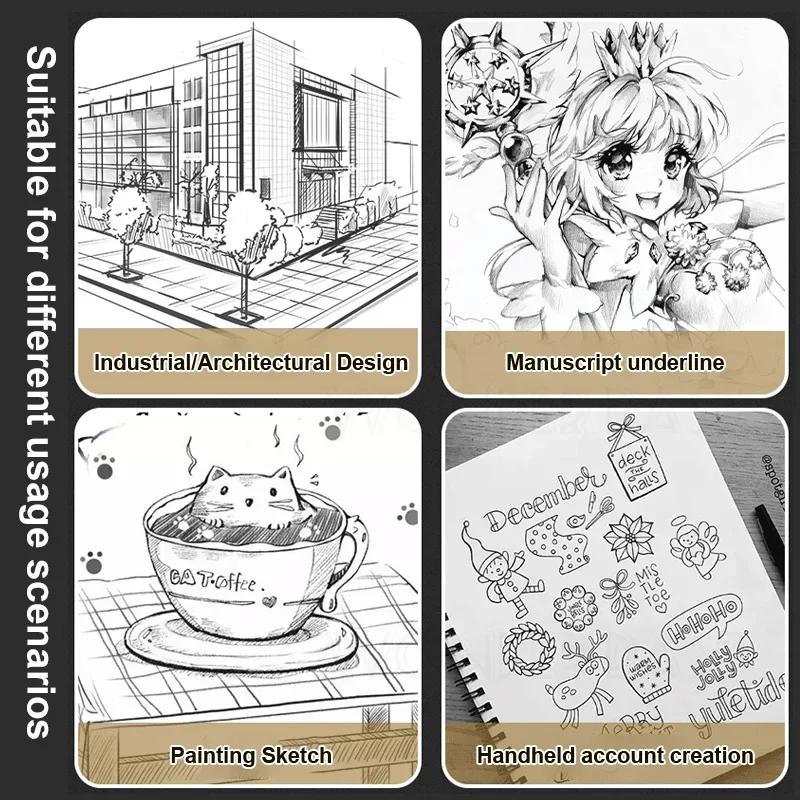 12 Nibs Pigment Liner Micron Ink Marker Pen for Manga Draw Sketching Needle Pen Hook Line Pen Sketch Stationery Set Art Supplies