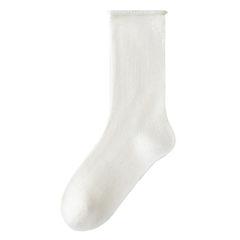 Summer Stacking Socks, Women's Ice Silk Cotton Breathable Mid-leg Socks, Anti-odor and Sweat-absorbing Thin Style