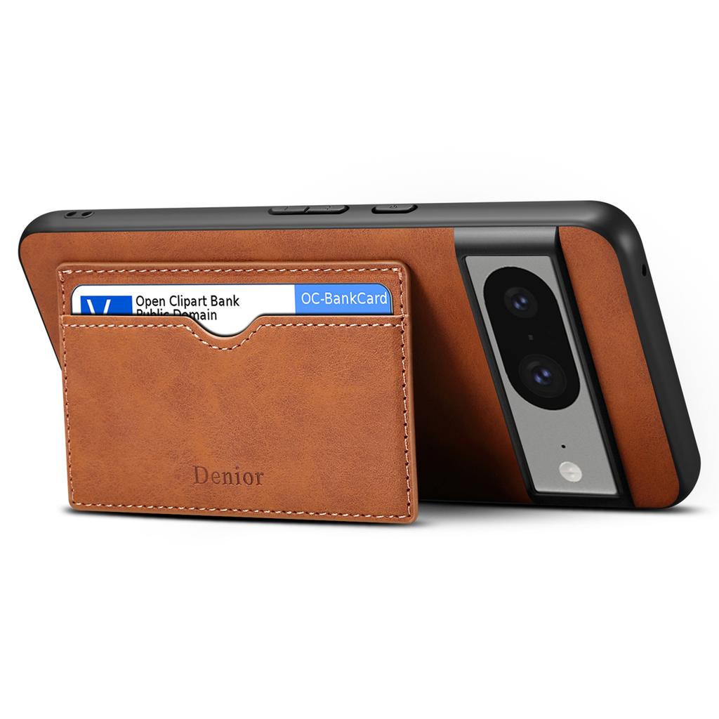 DENIOR For Google Pixel 8 Case Retro Leather+TPU+PC Card Holder Phone Cover