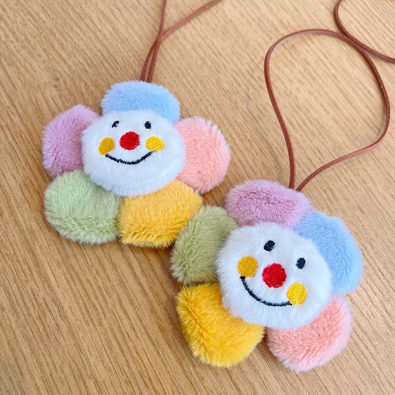 Cute Sun Flower Plush Keychains  Fluffy Charm Sunflower Key Ring On Bag Women Ladies Bag Pendant