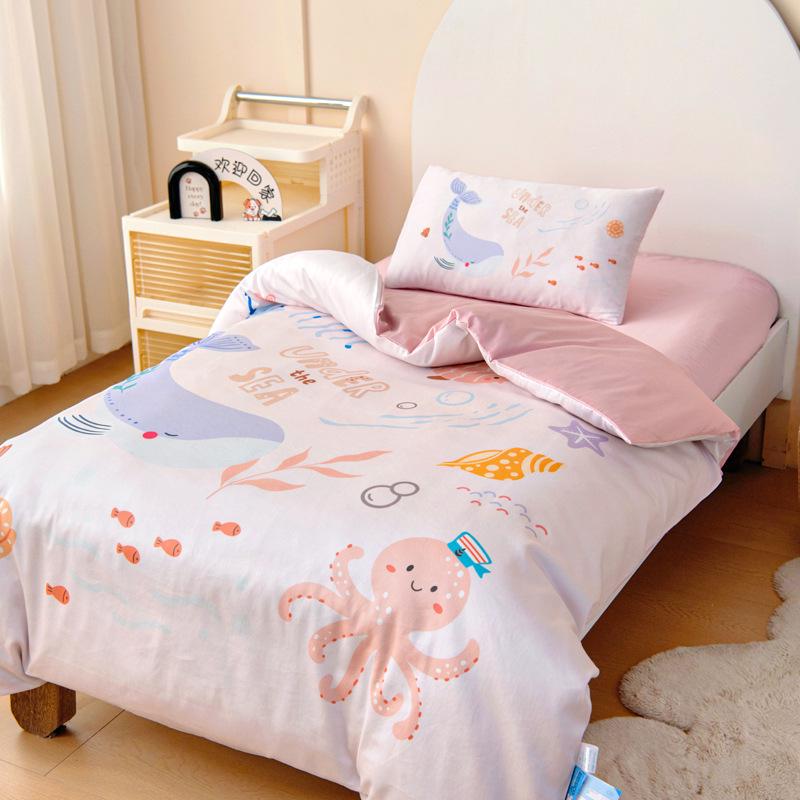 60S Pure Cotton Digital Print Kids' Autumn/Winter Bedding Set: First Day of School Duvet Cover