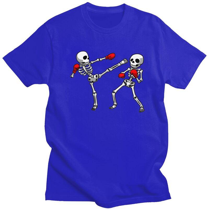 Kickboxing Kickboxer Boxe T-shirt Teschio Magliette Puro Cotone Maglietta Estate Girocollo Pugile Arti Marziali T-shirt Casual Manica Corta