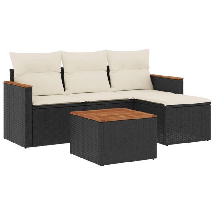 VidaXL Garden Lounge Set with Cushions 5 Pcs, Patio Sofas, Patio Furniture Set, Outdoor Furniture, Black 3258311