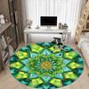1PC Green Mandala Pattern Office Round Rug, Non Slip, Soft and Durable Office Rug for Interior Decoration, Perfect for Office