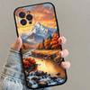 Landscape Painting Square Matte Silicone Case For Iphone17 Air 16 15 14 13 12 11 Pro Max Plus Matte Basic Cover Case