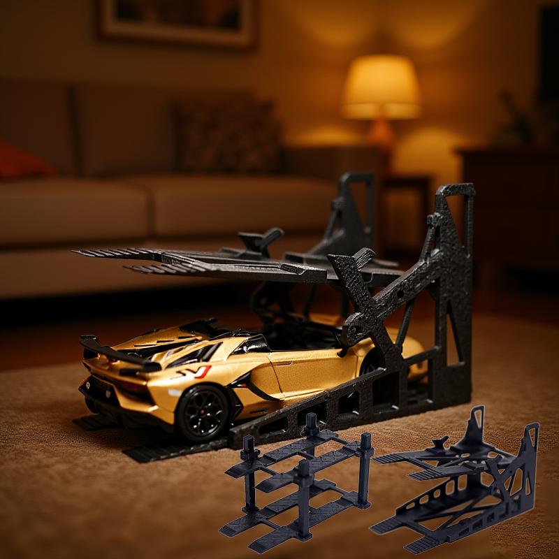 1:64 Alloy Car Rack Scene Set - Dual-layer Parking Garage Model with 3D Printed Assembly Components