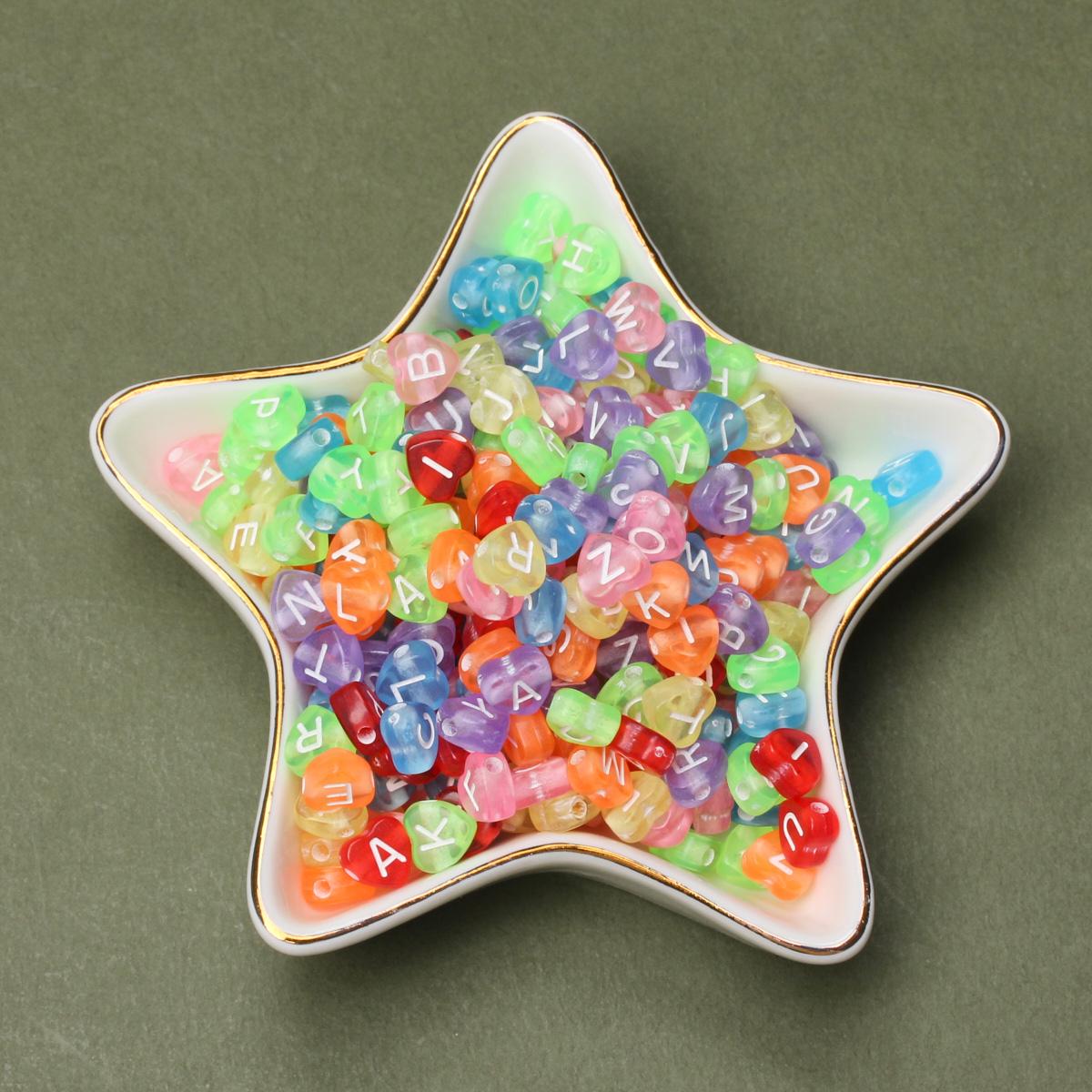 

100 шт. 7 мм разноцветные акриловые бусины в форме сердца с буквами, дистанционные бусины для рукоделия, серьги, браслет, ожерелье, изготовление ювелирных изделий