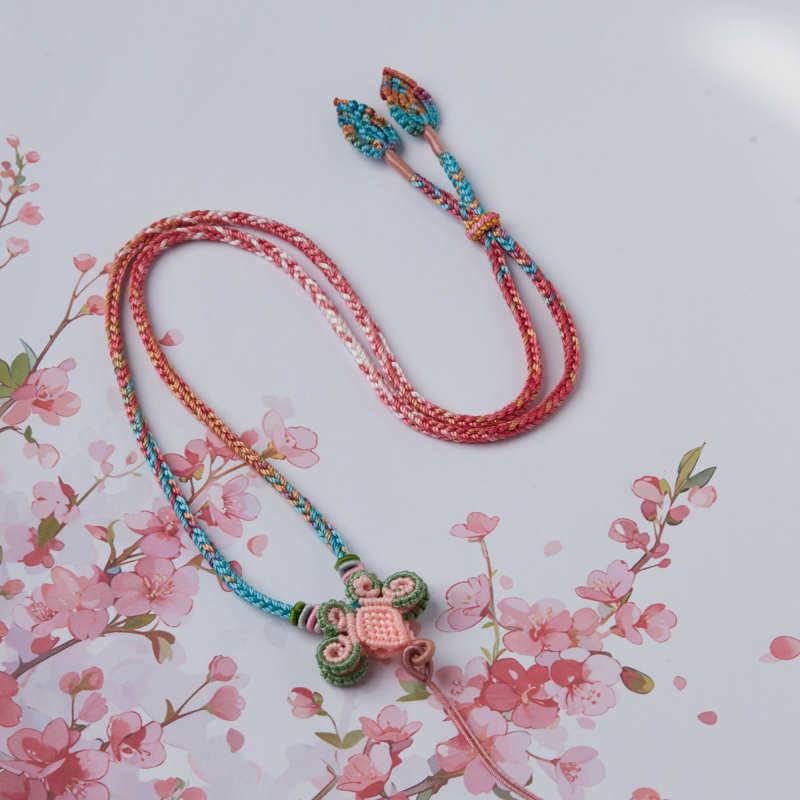 High-Quality Handmade Woven Phoenix Tail Knot Pendant Sweater Chain In A Thousand Miles of Rivers and Mountains Color