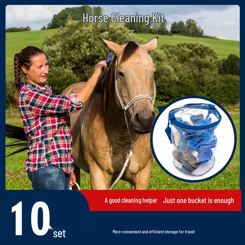 Comprehensive Horse Grooming Kit: Brushes, Comb, Sweat Scraper & More