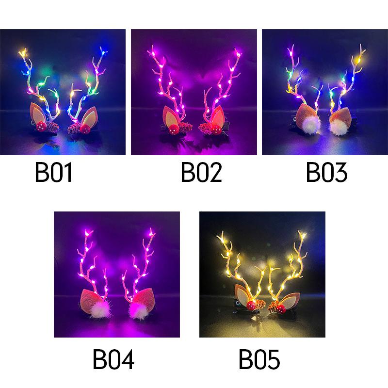 Świąteczny LED Światło Róg Renifera Spinka do Włosów Kobieta Dziewczyna Świecący Róg Łosia Ucho Nakrycie Głowy Akcesoria do Włosów Dekoracja Świąteczna Noworoczna