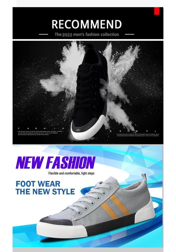 Men's Trendy 2026 Spring Low-Top Breathable Canvas Skate Shoes - Korean Style Casual Flats