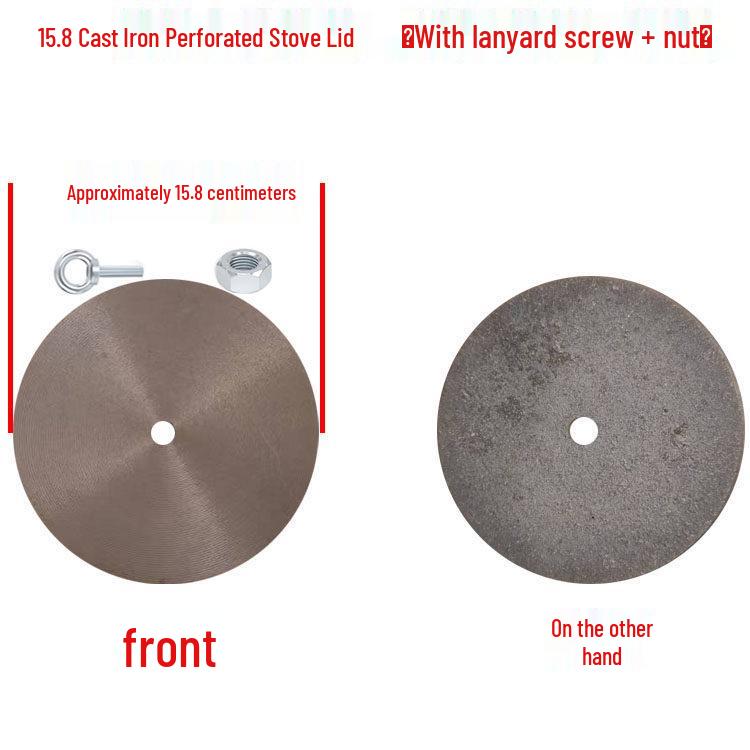 Cast Iron Firewood Stove Ring & Lid: Thickened Rustic Pot and Fire Pit Accessories