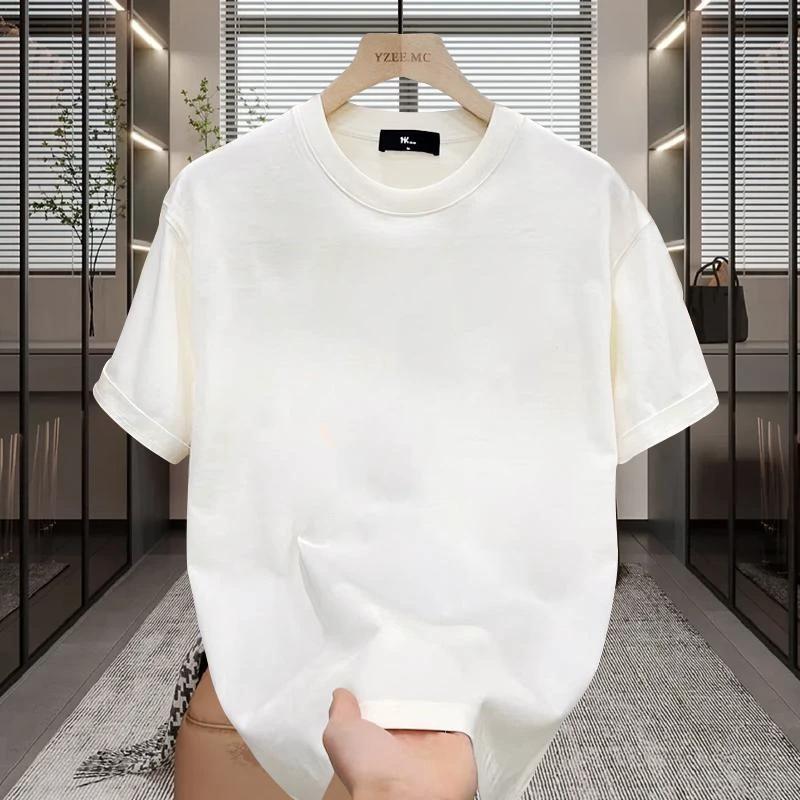 Men Cotton T Shirt Short Sleeve Crew Neck Casual Solid Color Basic Tee Top Summer Breathable Comfortable Clothing for Daily Wear
