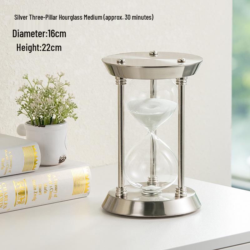 

Бронзовий пісочний годинник: 3/15/30/60 хв Навчання та Бізнес-подарунок Silver Medium 30 Minutes білий