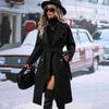 Women's Double-Breasted Woolen Overcoat with Belt – New Autumn/Winter European & American Style