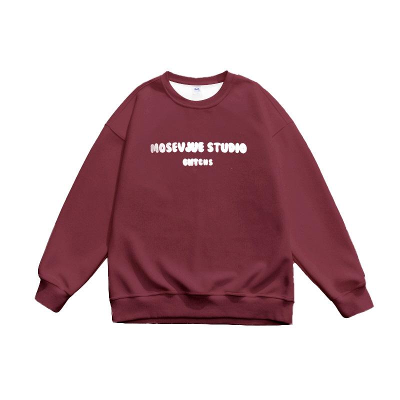 American Crew Neck Sweater Men's Autumn and Winter Retro Casual New Loose No Hat Jacket