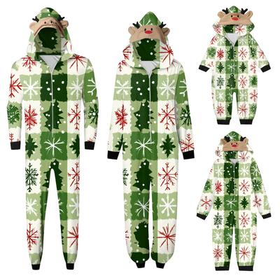 Χριστουγεννιάτικη στάμπα Οικογενειακή ασορτί κουκούλα με μακρυμάνικη φόρμα με φερμουάρ