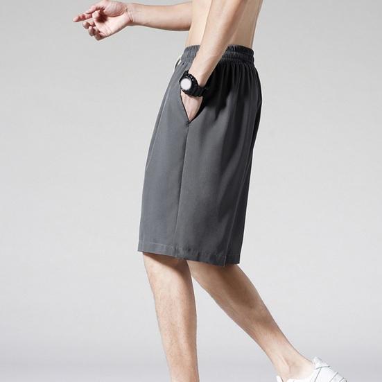 Men Shorts Elastic Waistband Drawstring Design Summer Sport Pants Ultra-Thin Ice Silk Fitness Short Pants