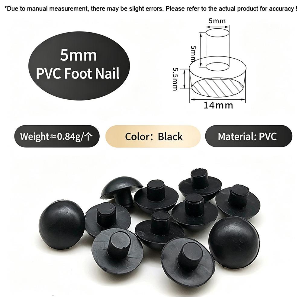 50Pcs M5/M5.8/M6 Glass Top Table Furniture Embedded Bumper with Stem Black/Transparent Rubber Grippers Table Spacers