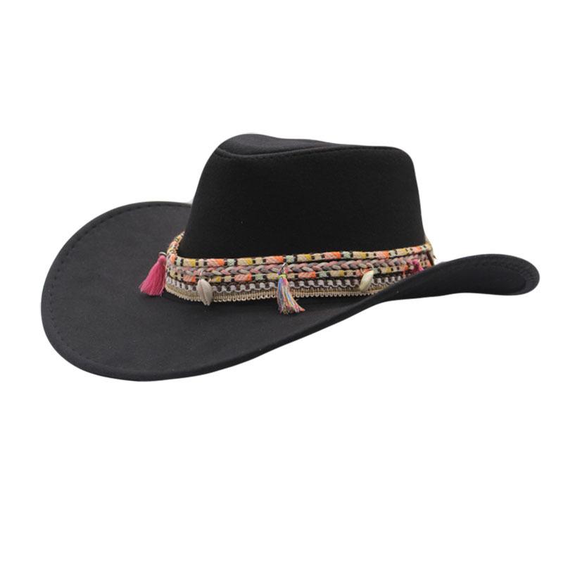 European, American and British Style Retro Big-brimmed Top Hat, Western Style Fringed Decorative Jazz Cowboy Hat, Fashionable Women's Hat